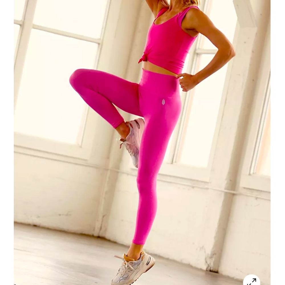 NWOT Free People Movement good karma high rise leggings neon pink